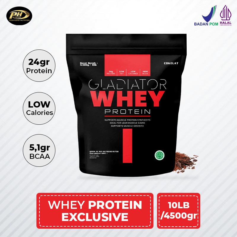 

Gladiator Whey 10LB (4.500Gram) Susu Tinggi Protein Rasa Cokelat / 24g Protein Per Serving - Whey protein - Menurunkan Berat Badan - Mempercepat Recovery - Menambah Massa Otot - Mendukung Program Diet Sehat - Food Suplemen - Weigh Loss - Muscle