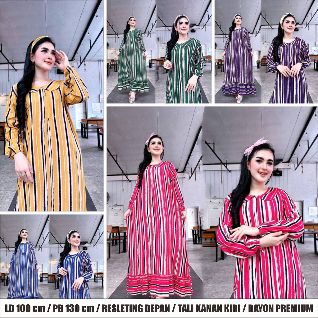 GAMIS MAHIRA MIDI DRESS SUSUN RUFLE LENGAN PANJANG HOMEDRESS WOLFIS BUSUI BUMIL