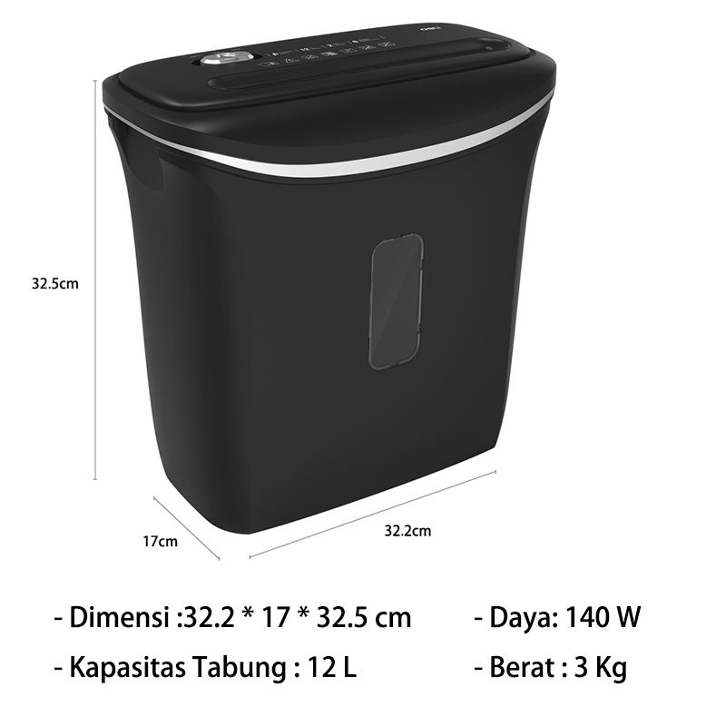 Deli Penghancur Kertas E9945 12L Staples Kartu Kredit Otomatis Kapasitas 6 Lembar Mesin Penghancur Kertas Paper Shredder