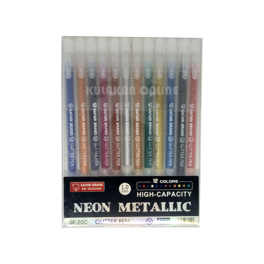

Safari Glitterpen Set SF-55C Neon Metallic (12 Warna)