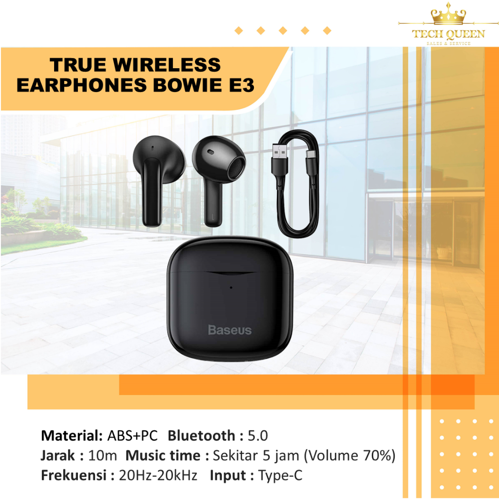 BASEUS TRUE WIRELESS BLUETOOTH EARPHONE EARBUDS TWS BOWIE E3