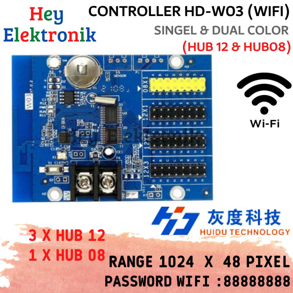 Controller Huidu HD-W3 HUB08 Wifi Running Text P10 Not HD-W00 HD-W03