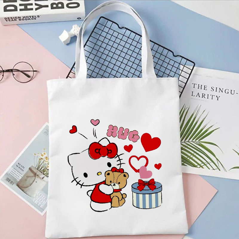 Totebag Tote bag Hello Kitty Lucu Tas Serut Kanvas Wanita Goodie Bag Souvenir Ulang Tahun Anak Cewek Aesthetic Korea