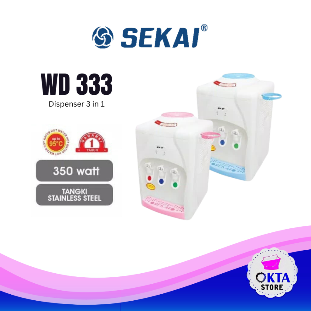 Sekai WD 333 Dispenser 3in1 Hot/Normal/Cold Dispenser Air Panas Portable kapasitas 0.6 L.