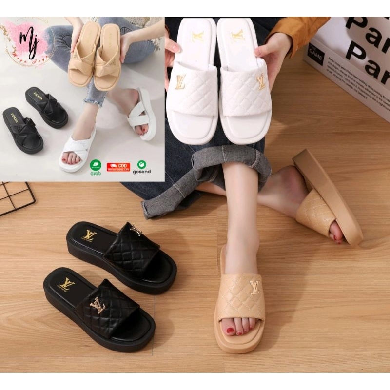 Sandal Wedges Slop Sandal Fashion Wanita Import