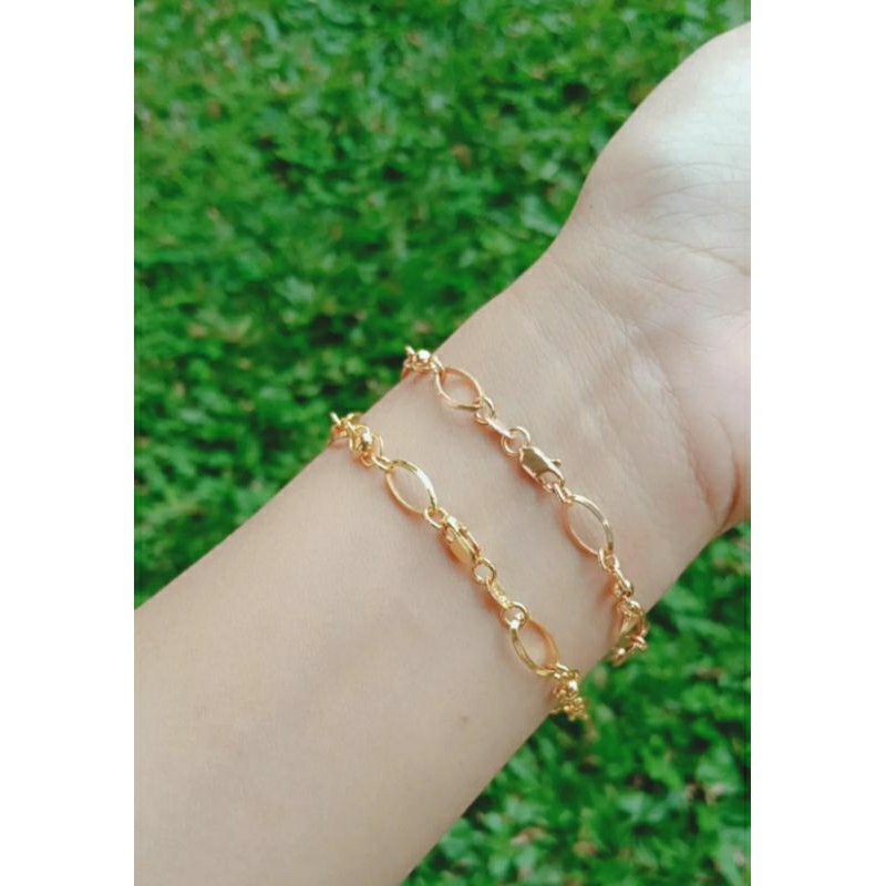gelang tangan rantai hollo ovall vensy/perak asli silver 925 lapis emas/perhiasan fashion wanita terbaru