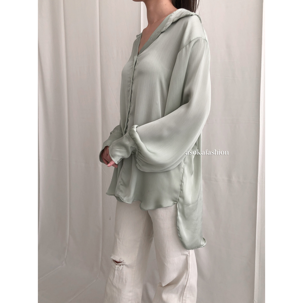 ASOKA Carole Shirt 2183 - Kemeja Anti Kusut Wanita - Loose Shirt SIlk Oversize
