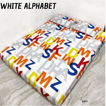 SPREI HOMEMADE 140*200*20 MOTIF WHITE ALPHABET