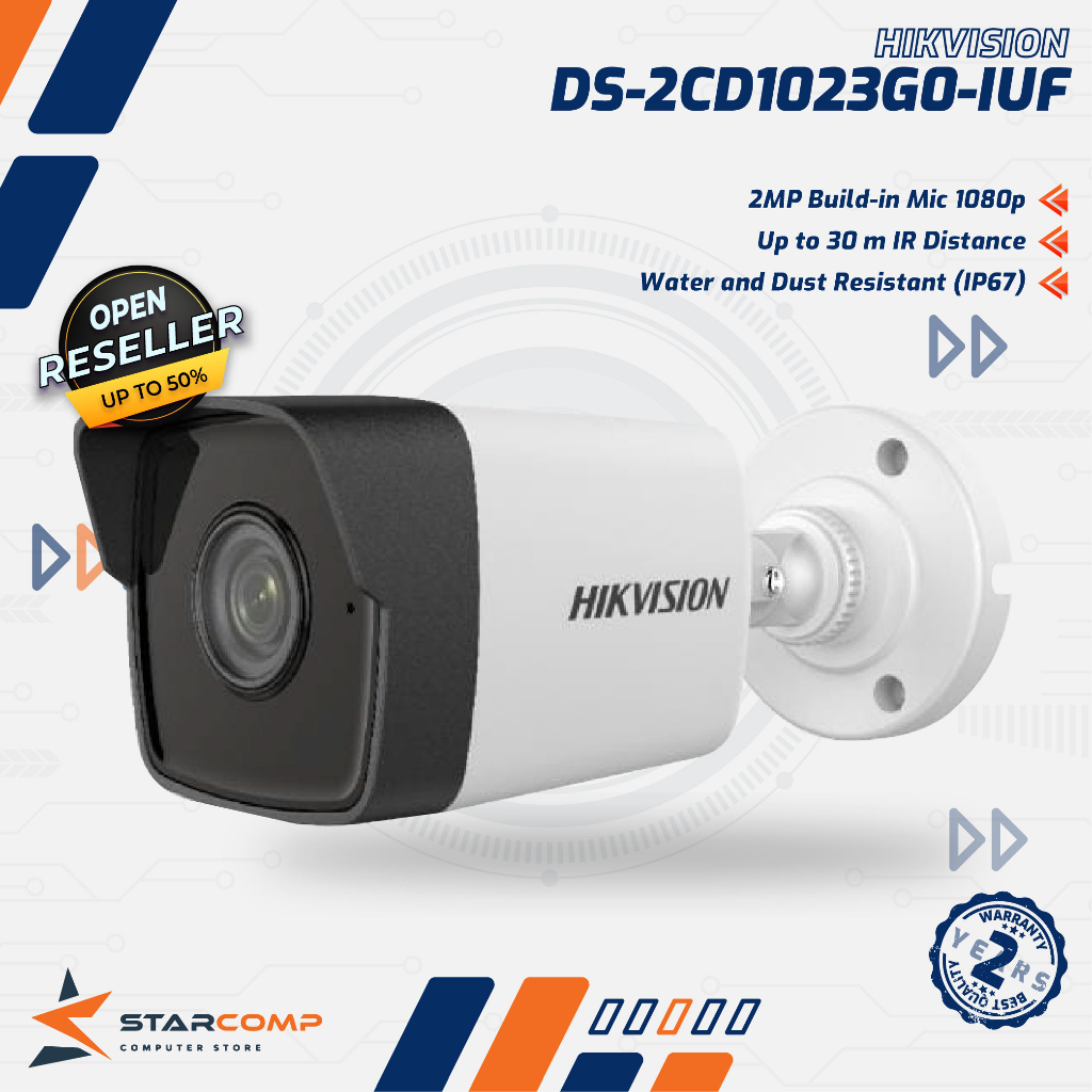 IP Camera HIKVISION DS-2CD1023G0-IUF Outdoor 2MP Audio Mic POE WDR