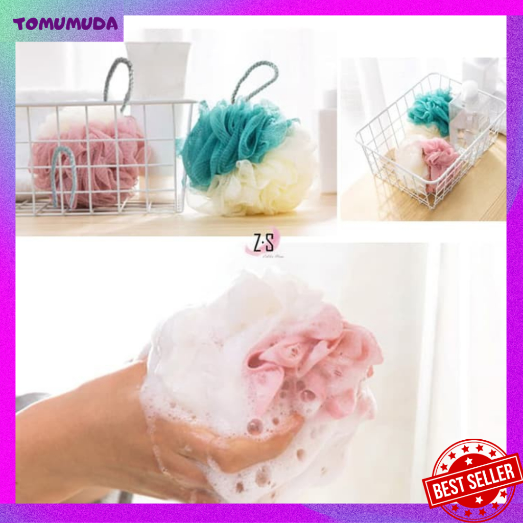 TOKOMUDA  Spons Mandi Bulat Penghasil Busa / sponge bath ball LW08