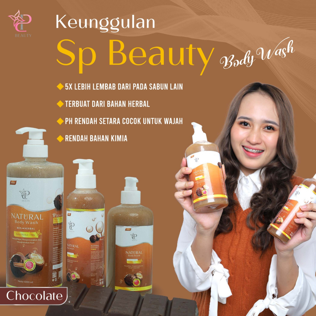 Sp Beauty Body Wash sabun cair herbal. Extra coklat 500ml vitamin C. A &amp; Collagen. - Sabun mandi cair pemutih badan sabun cair pemutih .sabun cair herbal coklat