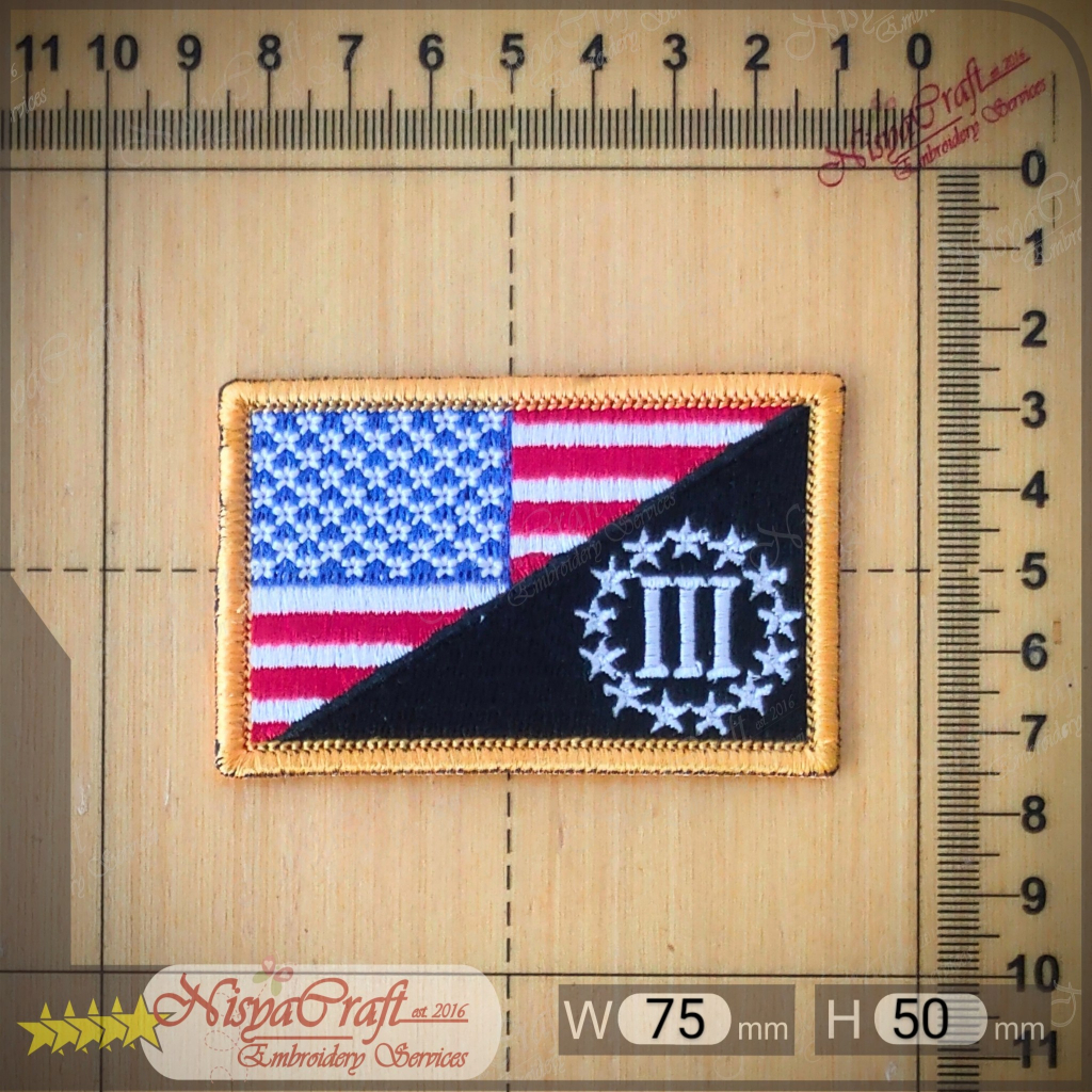 NCEP0108-0481- US Flag three percenters | Morale | Patch Bordir