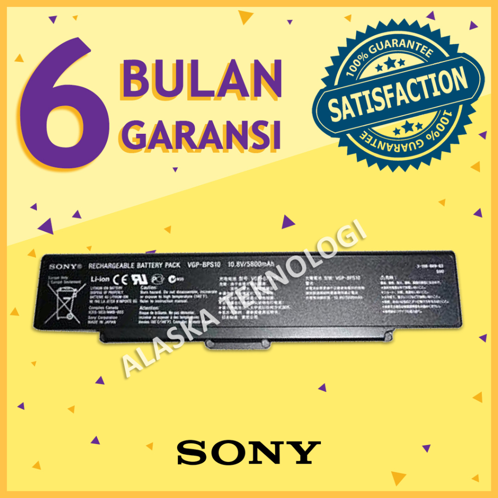 Original Baterai Laptop SONY VAIO VGN-AR55DB VGN-AR61E VGN-AR770 VGN-AR85S VGN-AR94S VGN-NR21ES VGN-