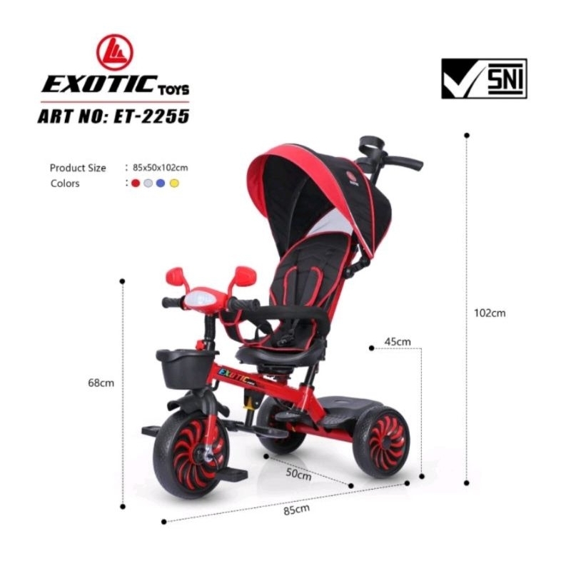 Sepeda Anak Roda Tiga Tricycle Exotic ET-1267 2255 Sandaran