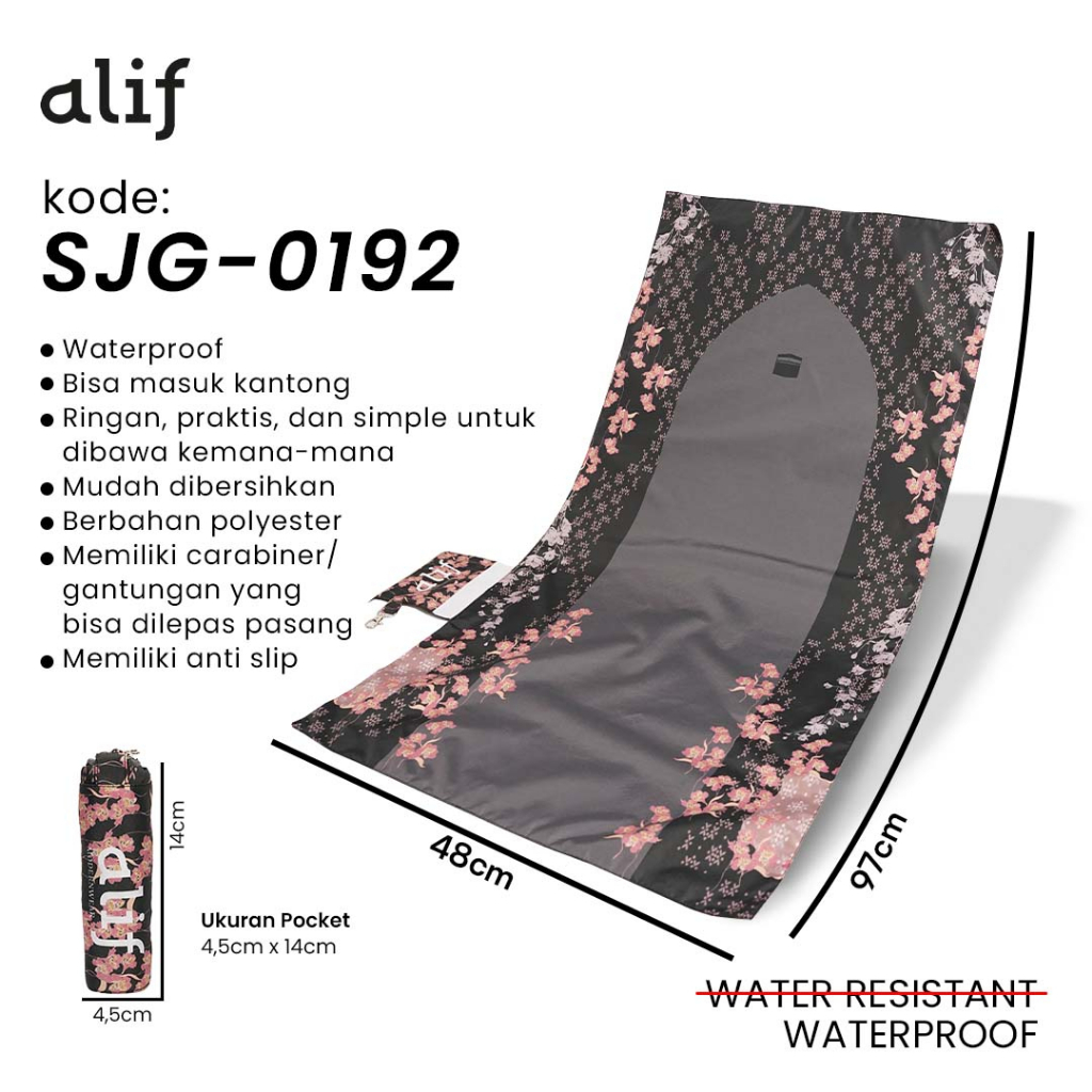 ALIF SAJADAH GENGGAM TRAVEL / SAKU / PORTABLE / WATERPROOF ( ALIF MODERN WEAR SJG-0192 )