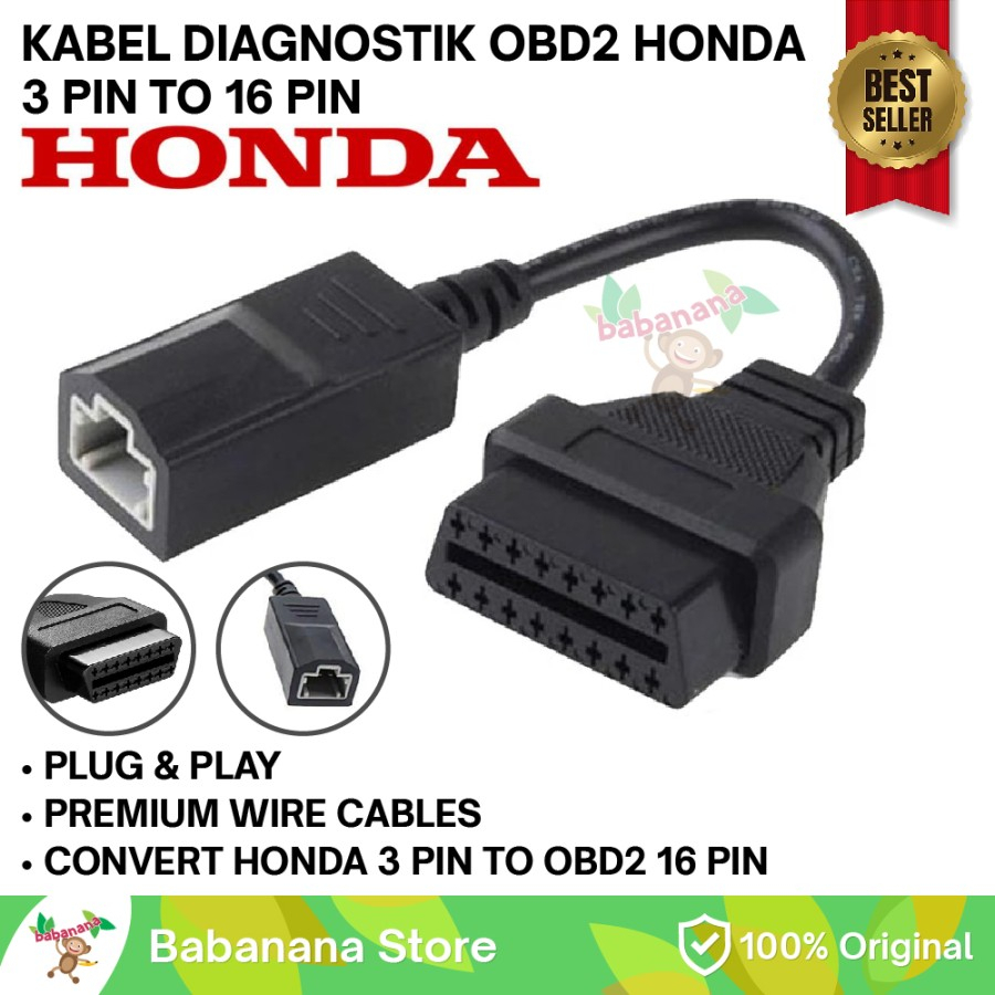 Kabel OBD Honda Mobil 16 to 3 pin Diagnostik Mobil Car Cable OBD2 OBDII OBD 2 OBD II Diagnostic Debug Error