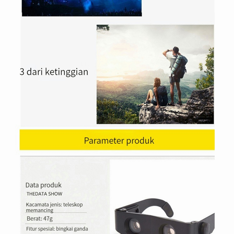 YUN Mall Teropong Memancing untuk Menonton Drift Khusus Definisi Tinggi Zoom Perbesar Teropong Memancing Kacamata Miopia Presbyopia Kacamata Luar Ruangan