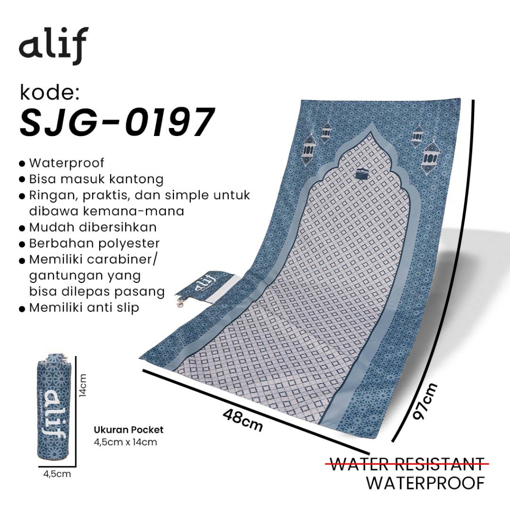 ALIF SAJADAH GENGGAM TRAVEL / SAKU / PORTABLE / WATERPROOF ( ALIF MODERN WEAR SJG-0197 )