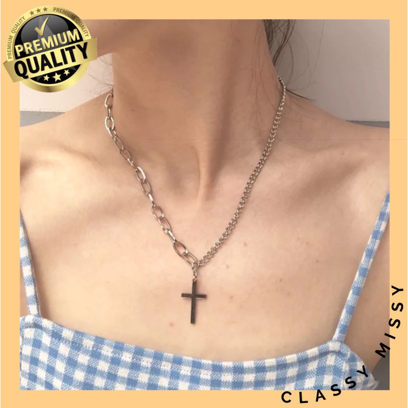 Kalung Rantai Salib Unisex Fashion Korea K26