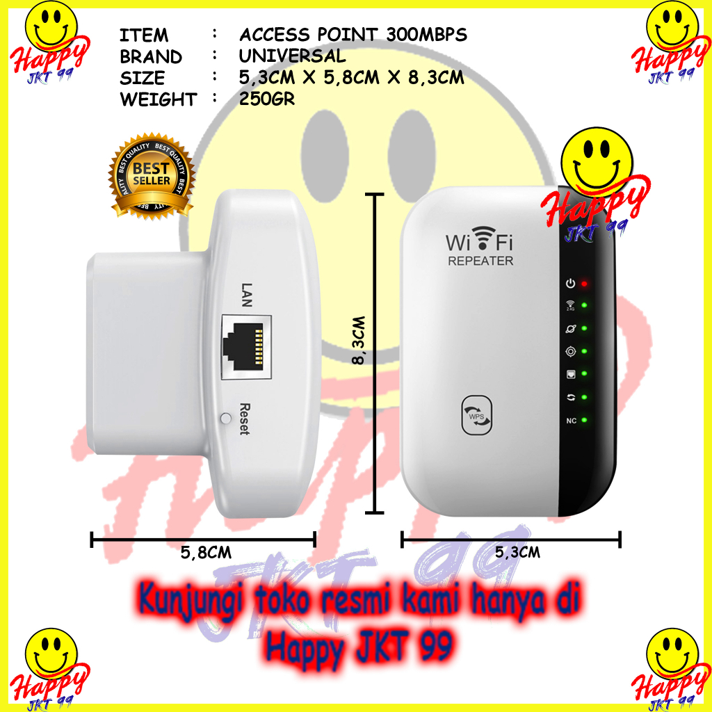 WIFI REAPEALER 300MBPS ACCESS POINT WIRELESS PENGUAT SIGNAL AMPLIFIER