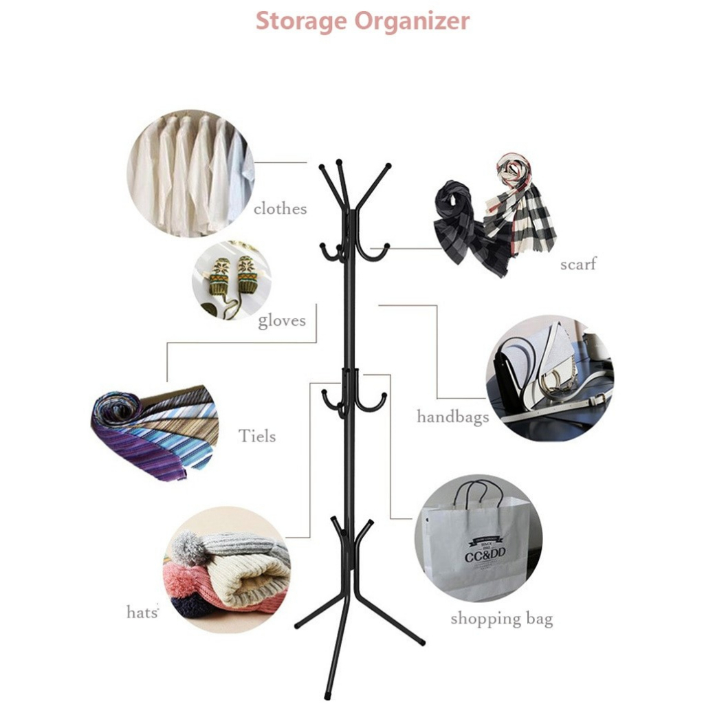 GTG9 - Single Stand Hanger Gantungan Baju Stainless Steal 9 Hook