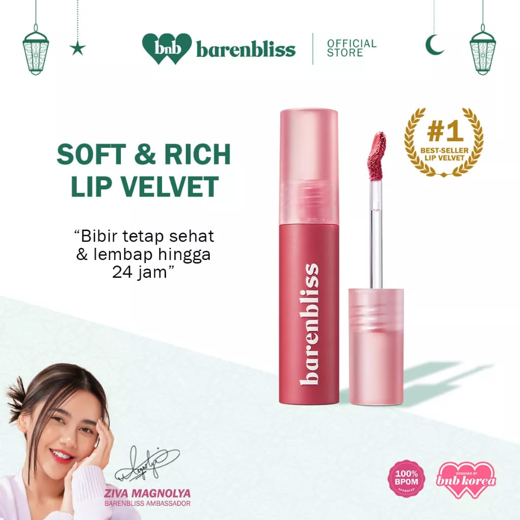 ASEMKAJKT - [ 01 BLUSHED MOMENT ] Barenbliss Cherry Makes Cheerful Lip Velvet Korea Lipcream