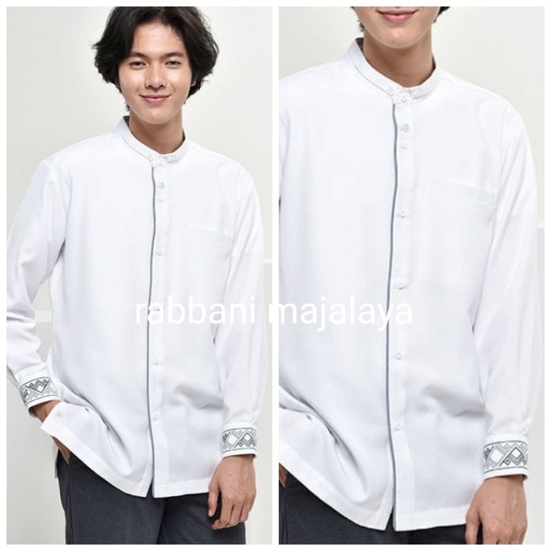 kemko hawari mst - kemko panjang putih lengan kancing - baju koko rabbani robani hawari putih panjan