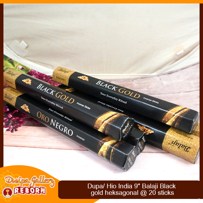 Dupa Hio India Wangi Black Gold Balaji Hexagon 1 box 6pcs @20stick