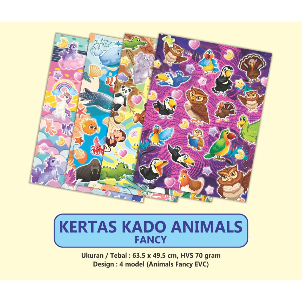

KERTAS KADO MOTIF ANIMALS BARU ISI 50LEMBAR / KERTAS BUNGKUS KADO ANAK-ANAK ULANG TAHUN
