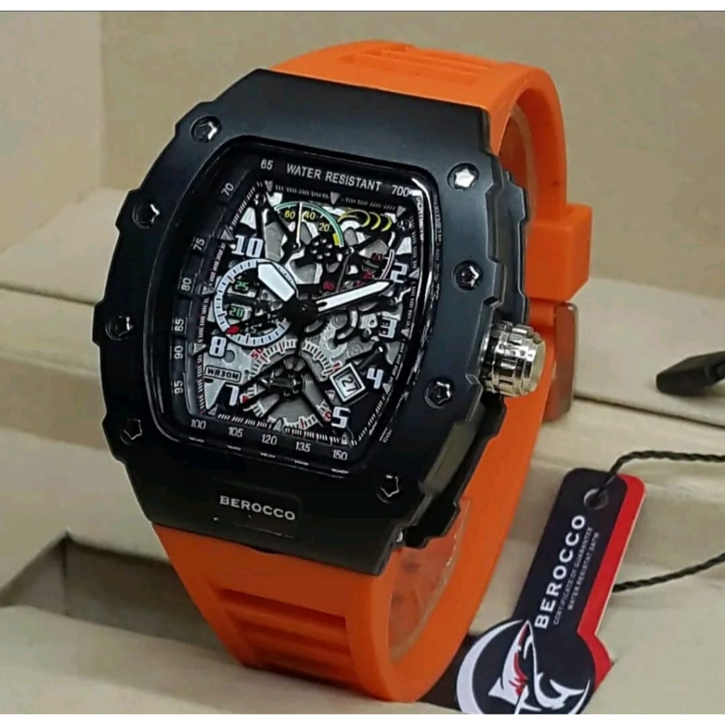 Jam Tangan Pria BEROCCO 01 Strap Rubber TGL Aktif