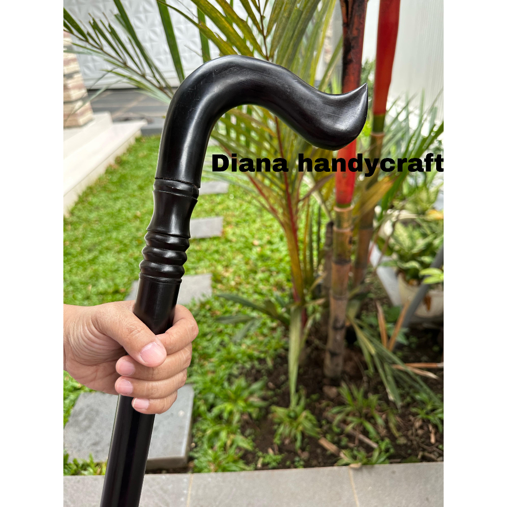 Tongkat Jalan kayu bertuah Gali kelor Hitam Teken orang tua Kayu Galih kelor