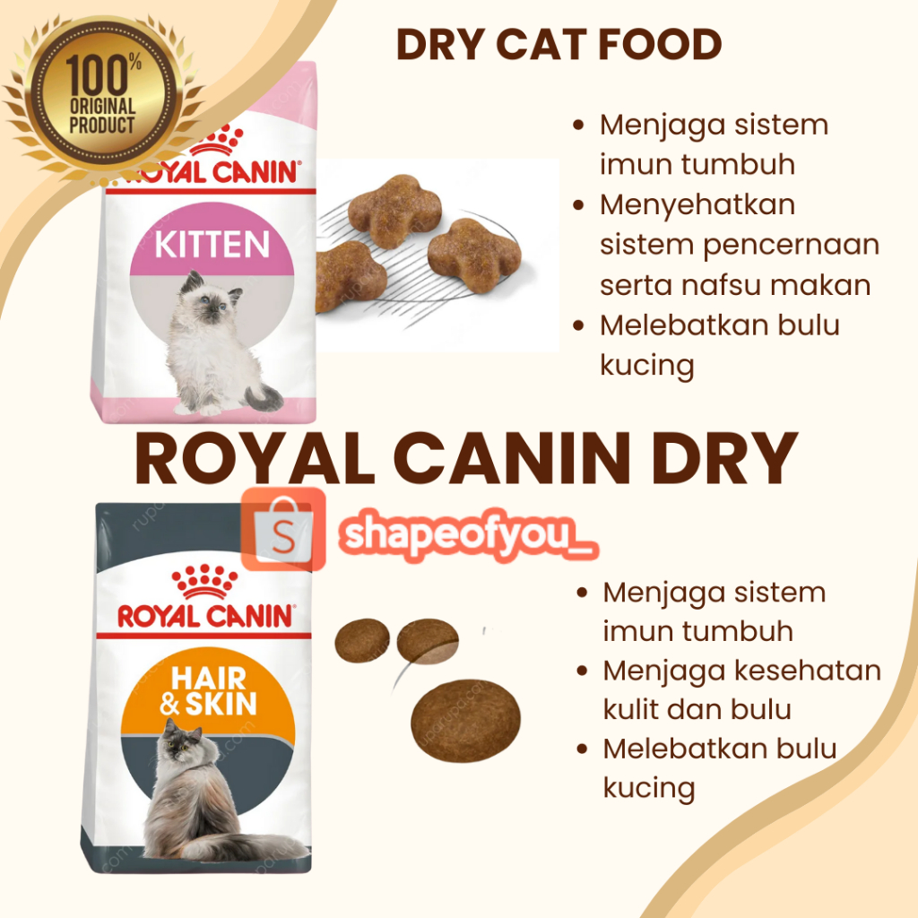 Royal Canin Kitten 36 400gr Cat Dry Food RC Adult Persian 2kg RC Makanan Kering kucing Royalcanin Hair and Skin Care 2kg Freshpack