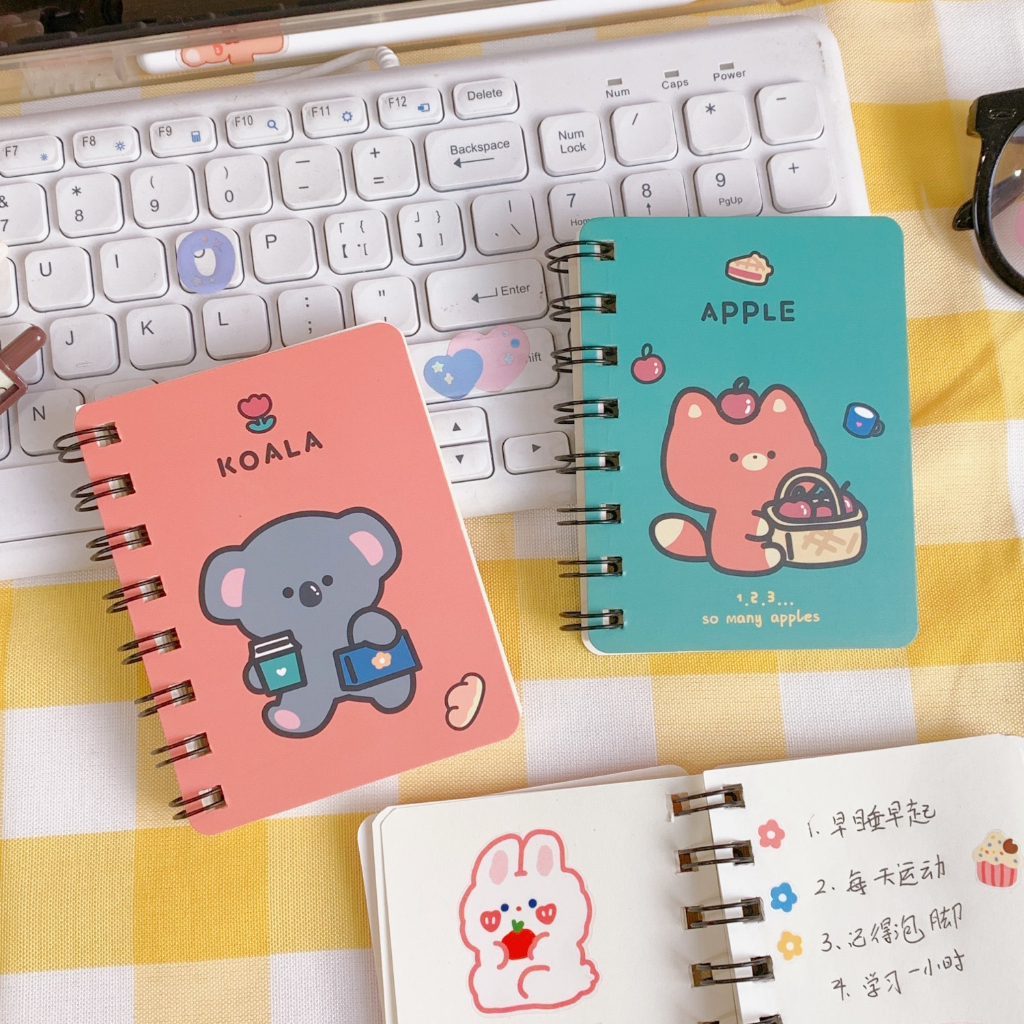 Buku Kecil Mini Book Anak Anak Lucu Notes A7 Catatan Harian Sekolah Memo Pad Note Book Untuk Siswa Unik Animasi Hewan Garis / Polos Sketchbook
