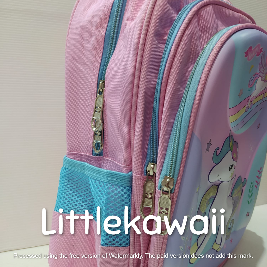 LK/Tas Ransel Sekolah Anak Perempuan Laki Laki Embos Hardcase Unicorn Mermaid Dinosaurus Ultraman 2 Kantong PAUD TK SD Import