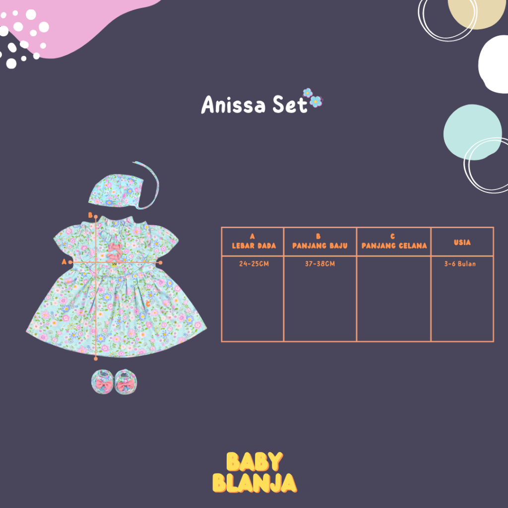 Dress Bayi Perempuan 3 6 Bulan Anissa