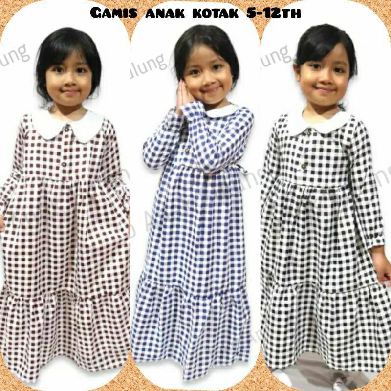 Gamis Anak Tanggung Motif Kotak 5-12th