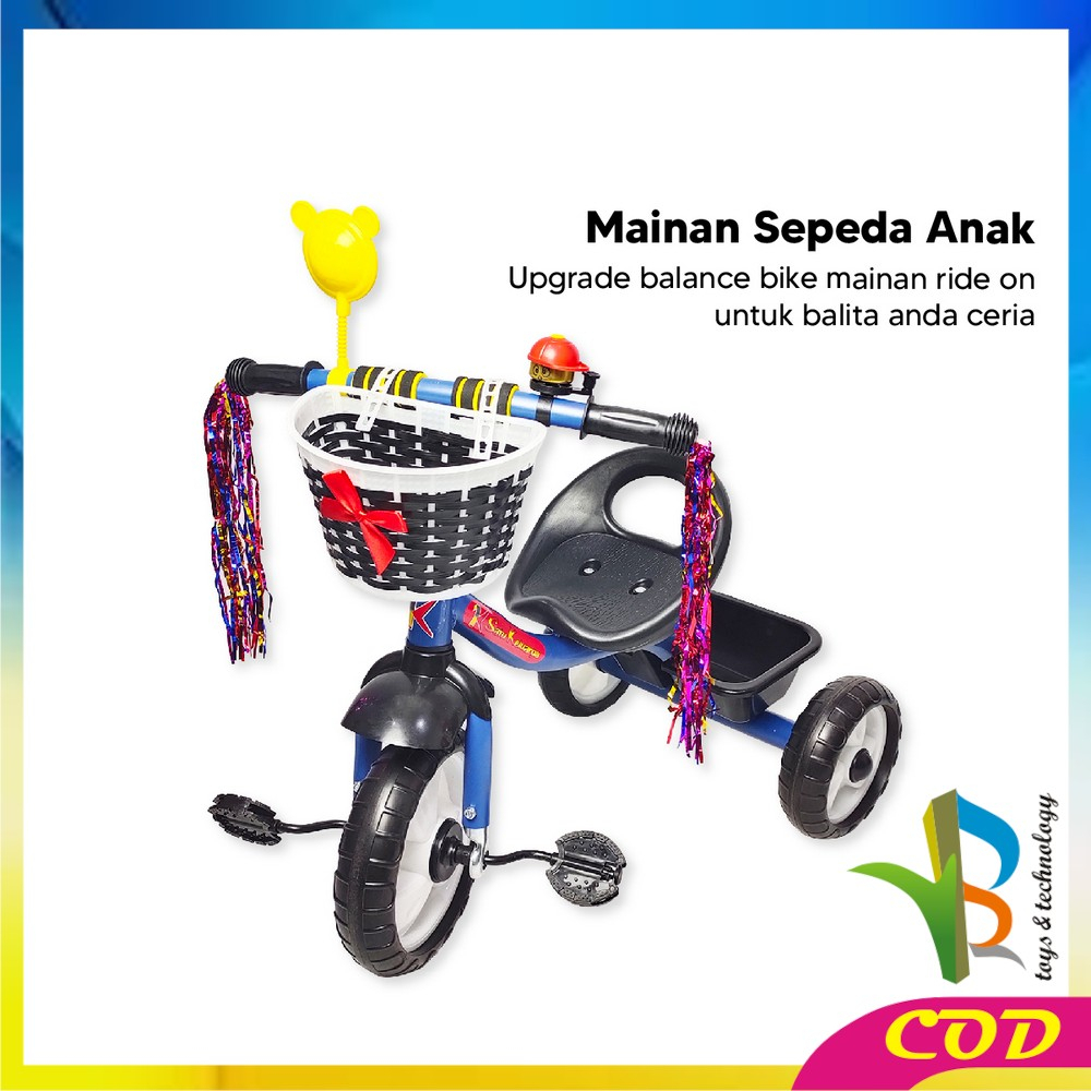 RB-M307 Mainan Sepeda Anak Roda 3 Tricycle Sepeda Keseimbangan Anak Dengan Keranjang / Balance Bike Speda Dorong Ride On Push Bike Import