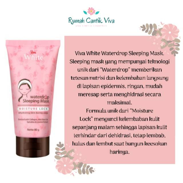 Viva White Waterdrop Sleeping Mask Masker Wajah