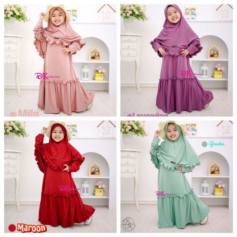 GAMIS ANAK SHAFEA JERSEY KOMPLIT HIJAB // GAMIS ANAK ORI DK COLLECTION