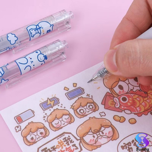 Cutter Pen Stiker / Pisau Pemotong Pulpen Retractable Handmade Portable Desain Kartun Kreatif / Cutter Pen Stiker