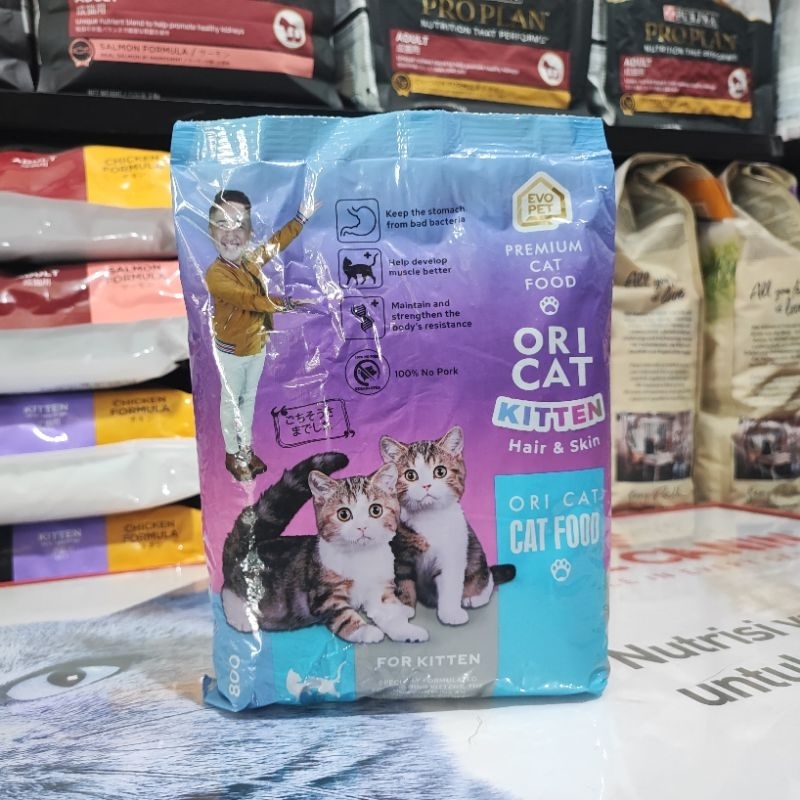 makanan kucing Ori cat kitten hair n skin 800gr dry food kering