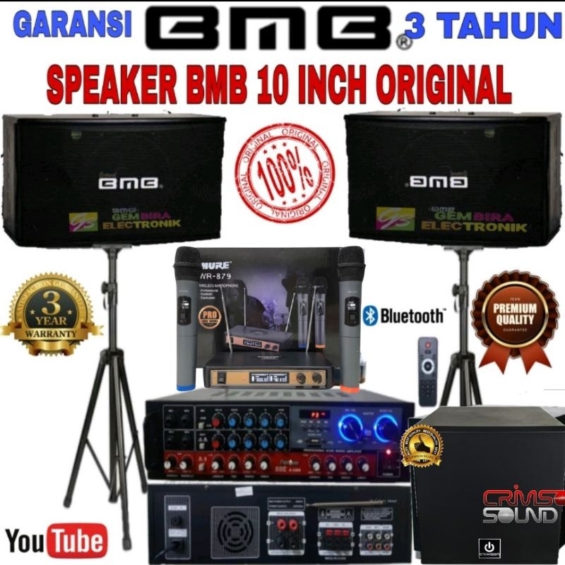Paket Karaoke Speaker BMB 10 inch Garansi Resmi 3 Tahun ampli original Bluetooth subwoofer 12 inch