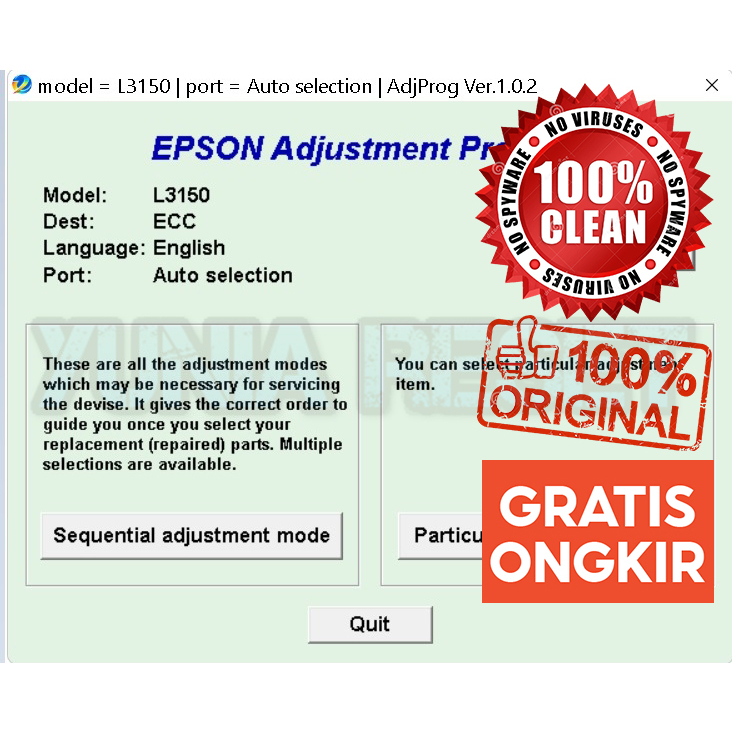 Resetter Epson L3150 - Reset Epson L3150 Unlimited 1 PC