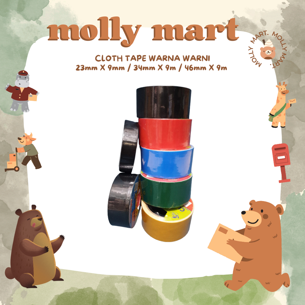 

Cloth Tape LAKBAN Kain Warna Warni 23mm x 9m / 34mm x 9m / 46mm x 9m