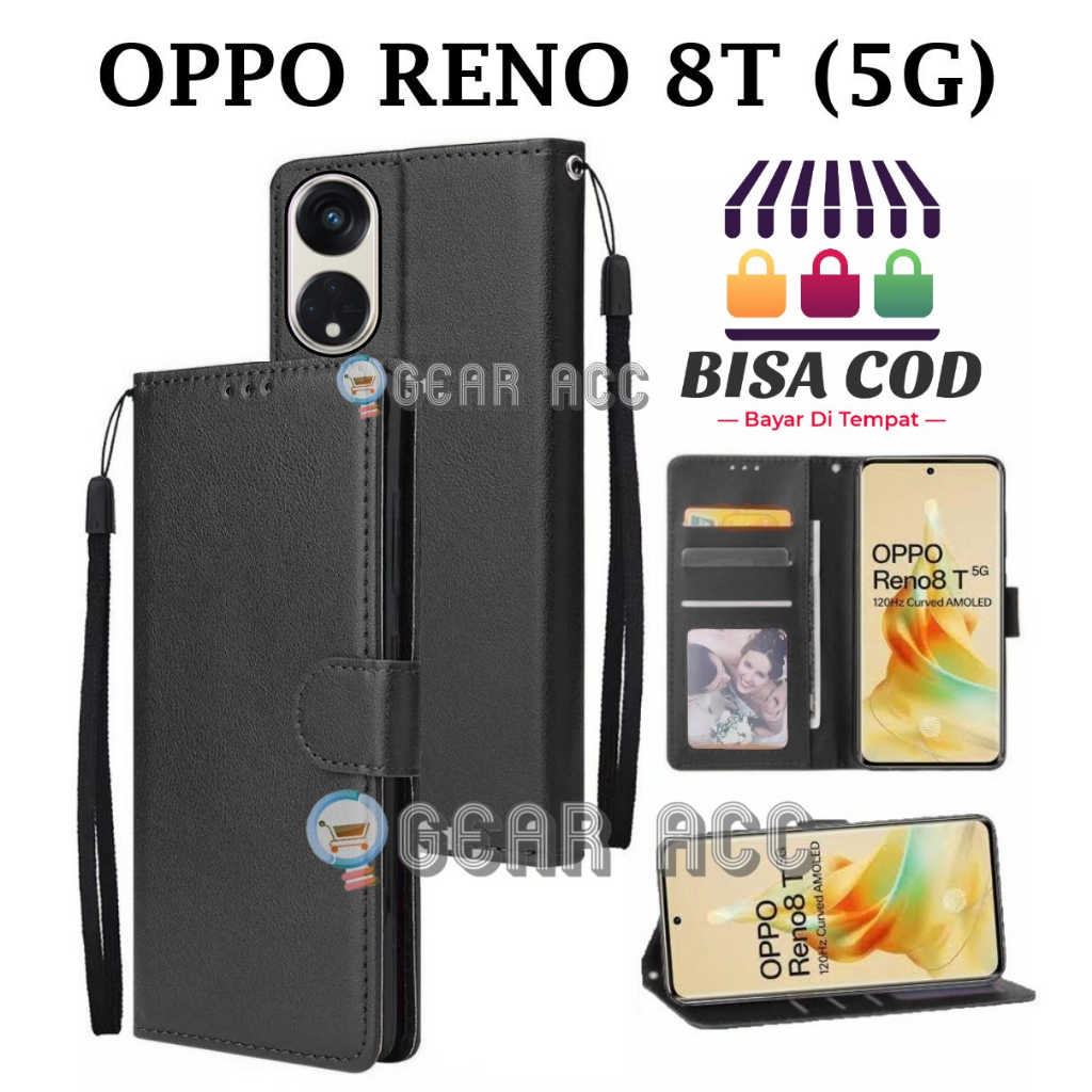 FLIP CASE UNTUK OPPO RENO 8T (5G) - FLIP COVER DOMPET CASING-WALLET LEATHER CASE FLIP SARUNG BUKU FL
