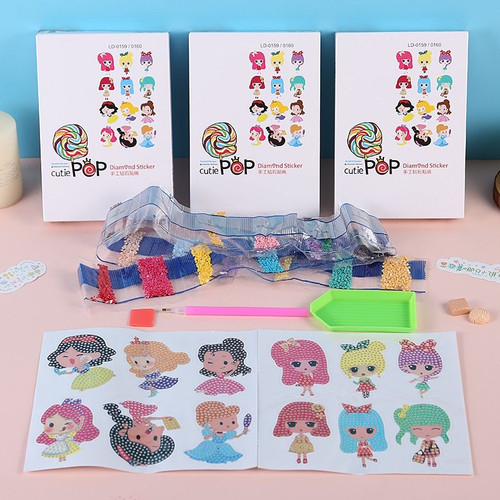 

< M.A > Sticker Diamond Cutie Pop Stiker Art Lukis Diamond Drill Round Diamond Painting Stiker Art Kado Anak Stiker Edukasi
