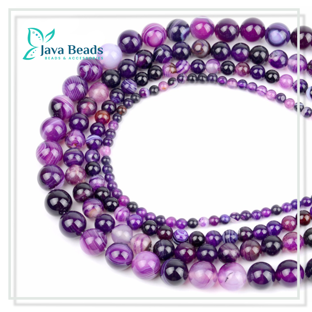 Manik Batu Alam Bahan Gelang Batu Alam Purple Strip Agate