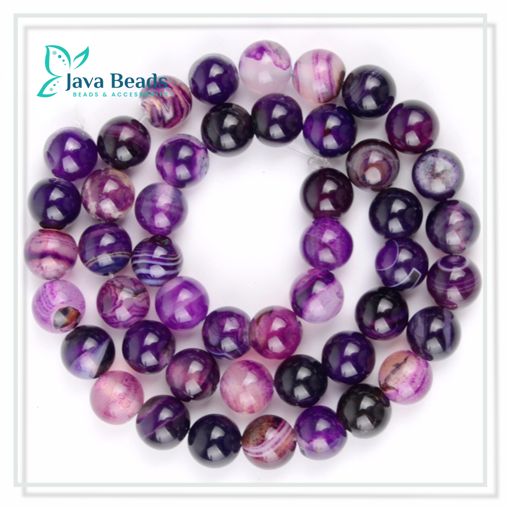 Manik Batu Alam Bahan Gelang Batu Alam Purple Strip Agate