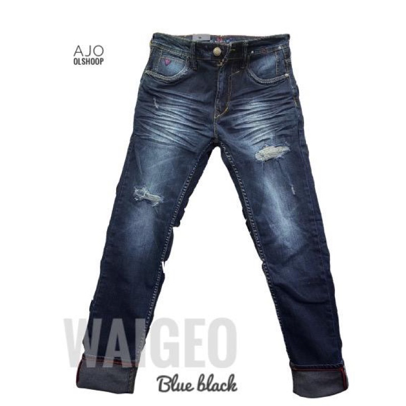 CELANA JEANS PRIA STREETCH MELAR model sobek skinny