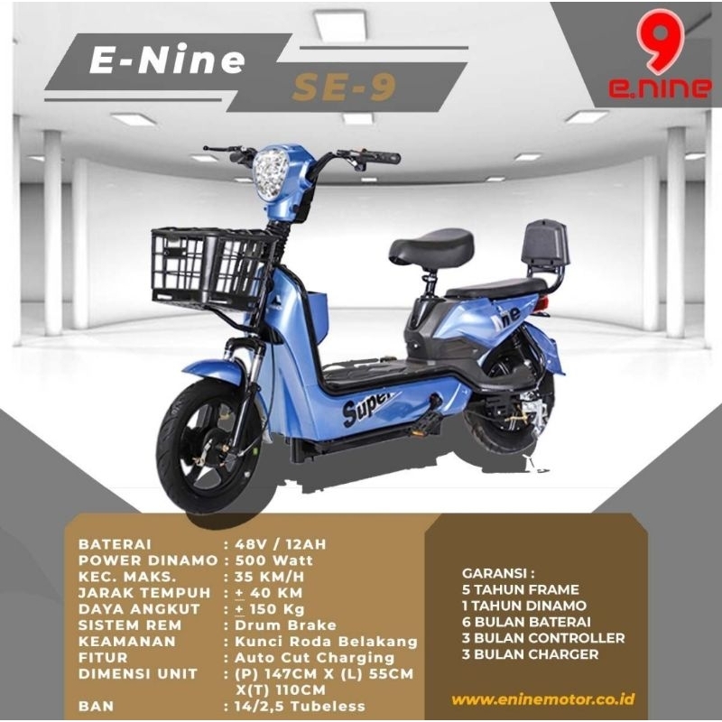 Sepeda Listrik E-NINE SE 9 RESMI ENINE